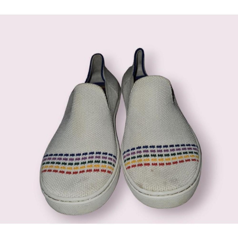 Rothy's Slip On Sneakers Shoes Size 1 White Rainbow